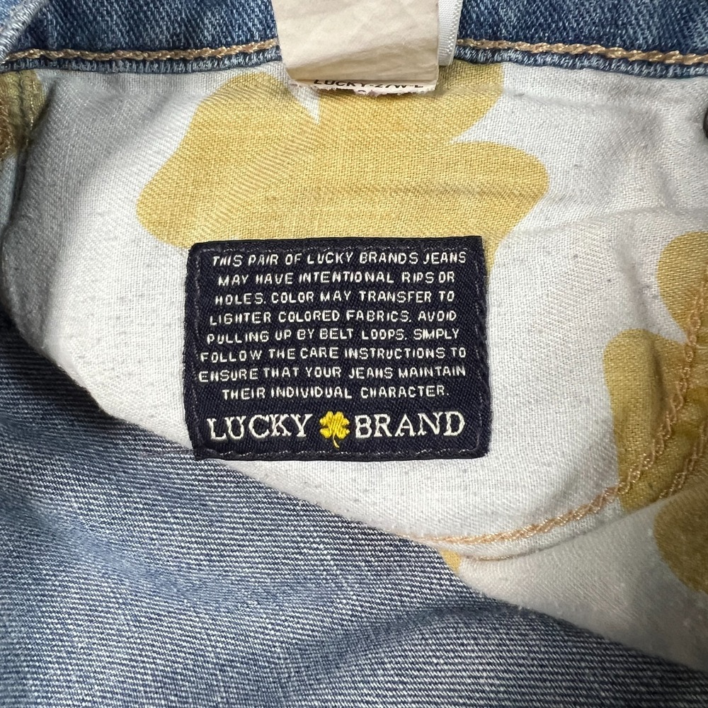 Lucky Brand Sienna Cigarette Straight Jeans Women 4/27 Blue Patchwork Distressed - Picture 10 of 15